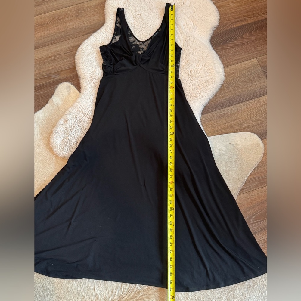 Midnight Carole Hochman Long Black Stretch Lace Nightgown S - Picture 8 of 13